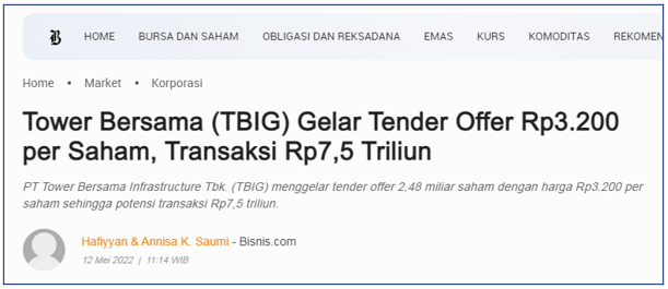 berita tender TBIG 2022